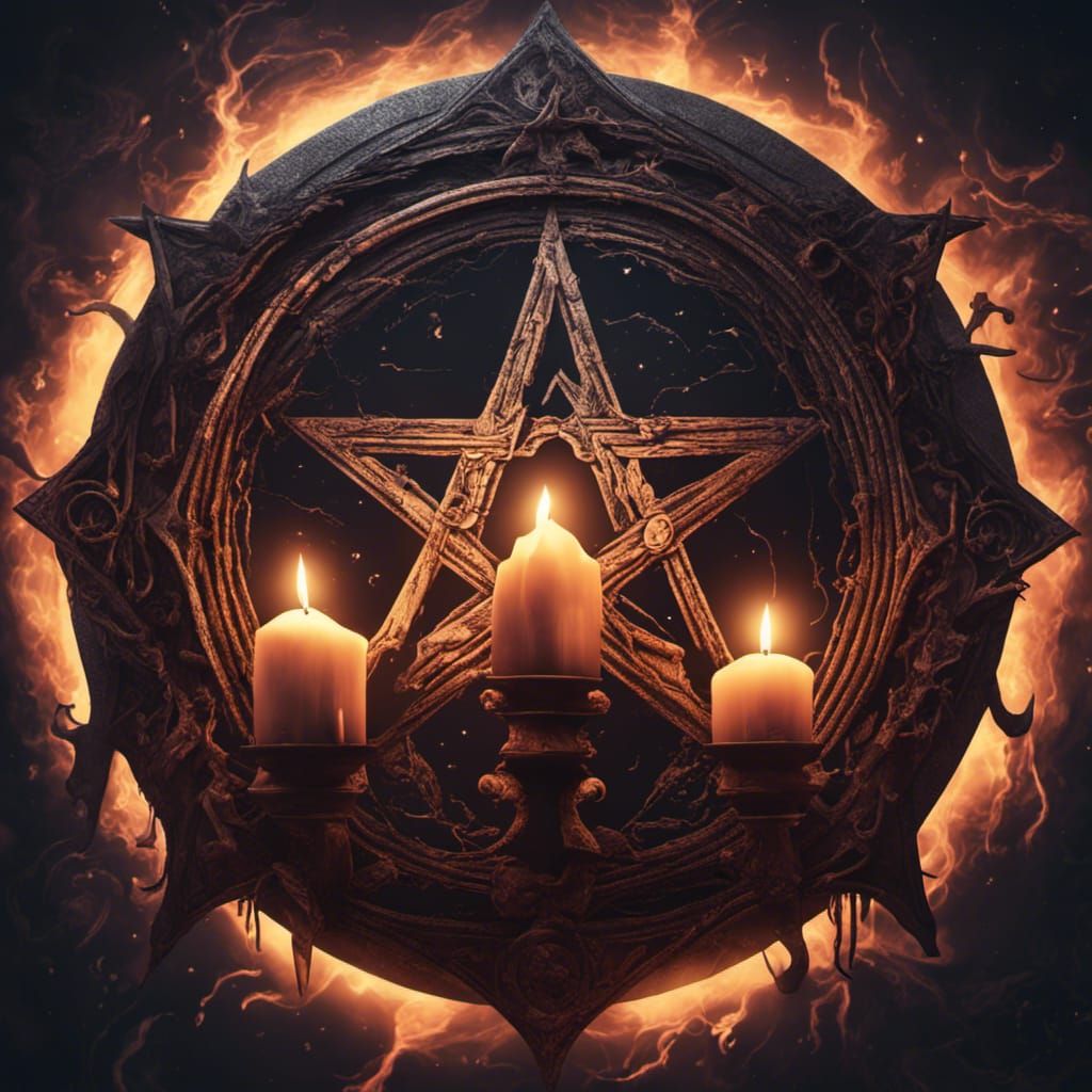 Witch in Pentagram Summoning Circle: Fantasy Concept Art