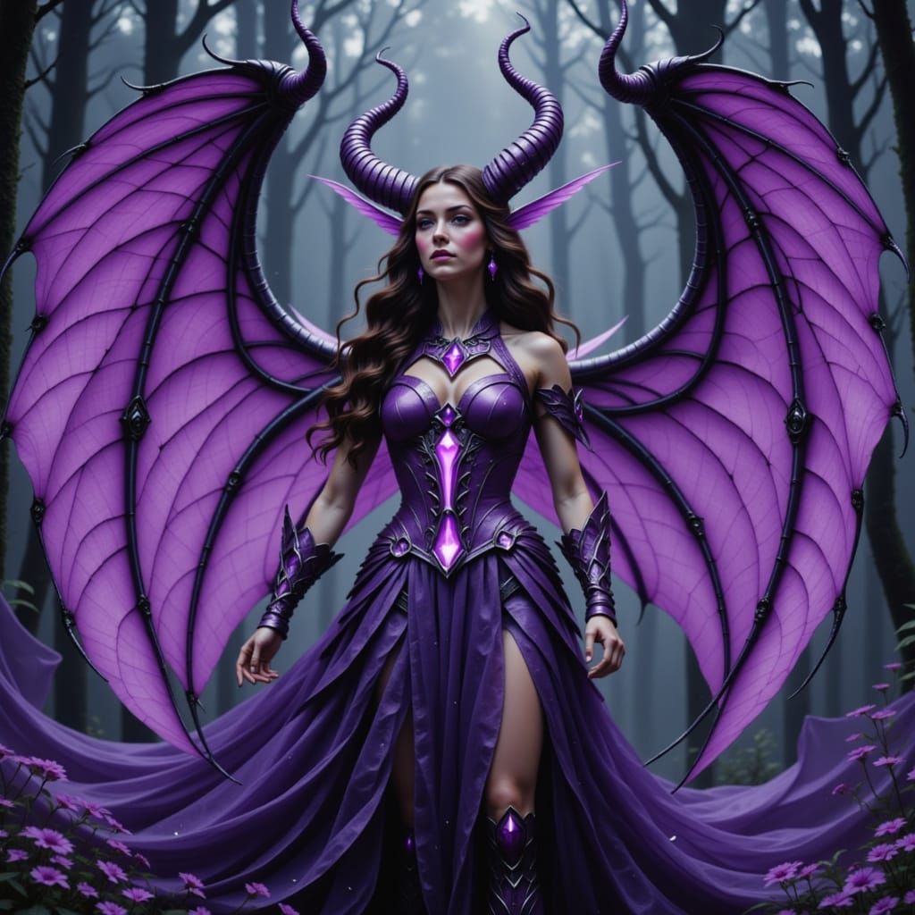 Fae Demon Queen With Big Purple Horns