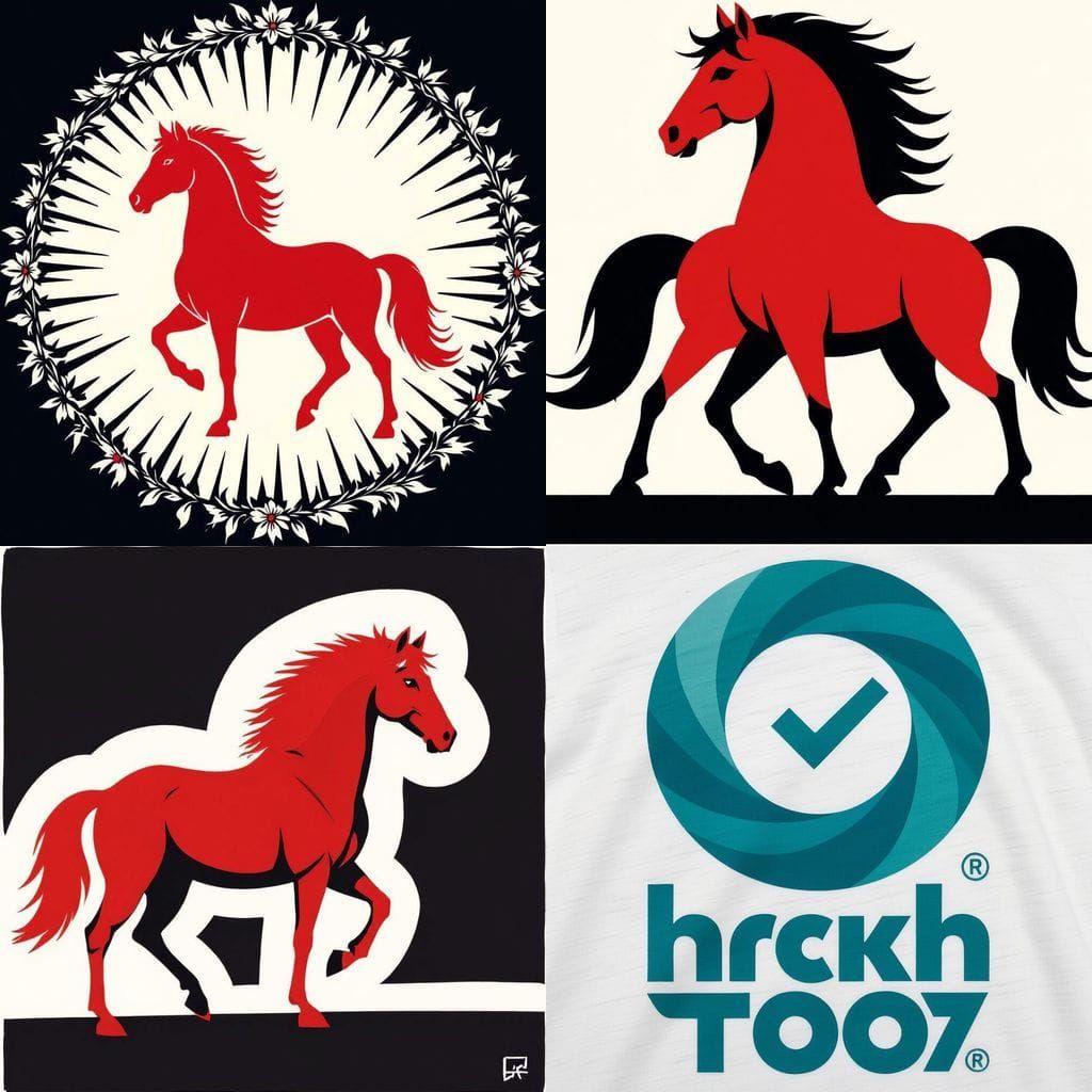 Red Horse Silhouette Minimalist Flat Graphic Art