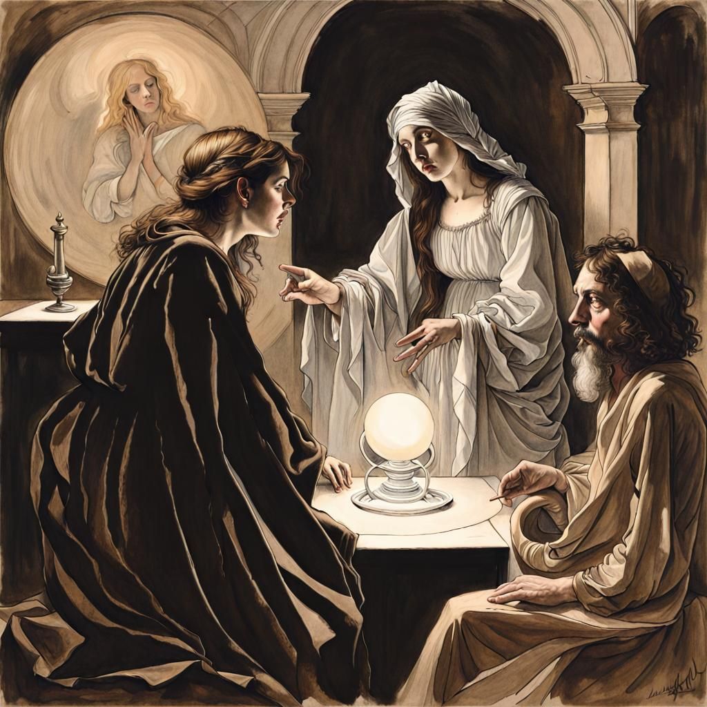 Mystical Fortune Teller in Ethereal Renaissance Style