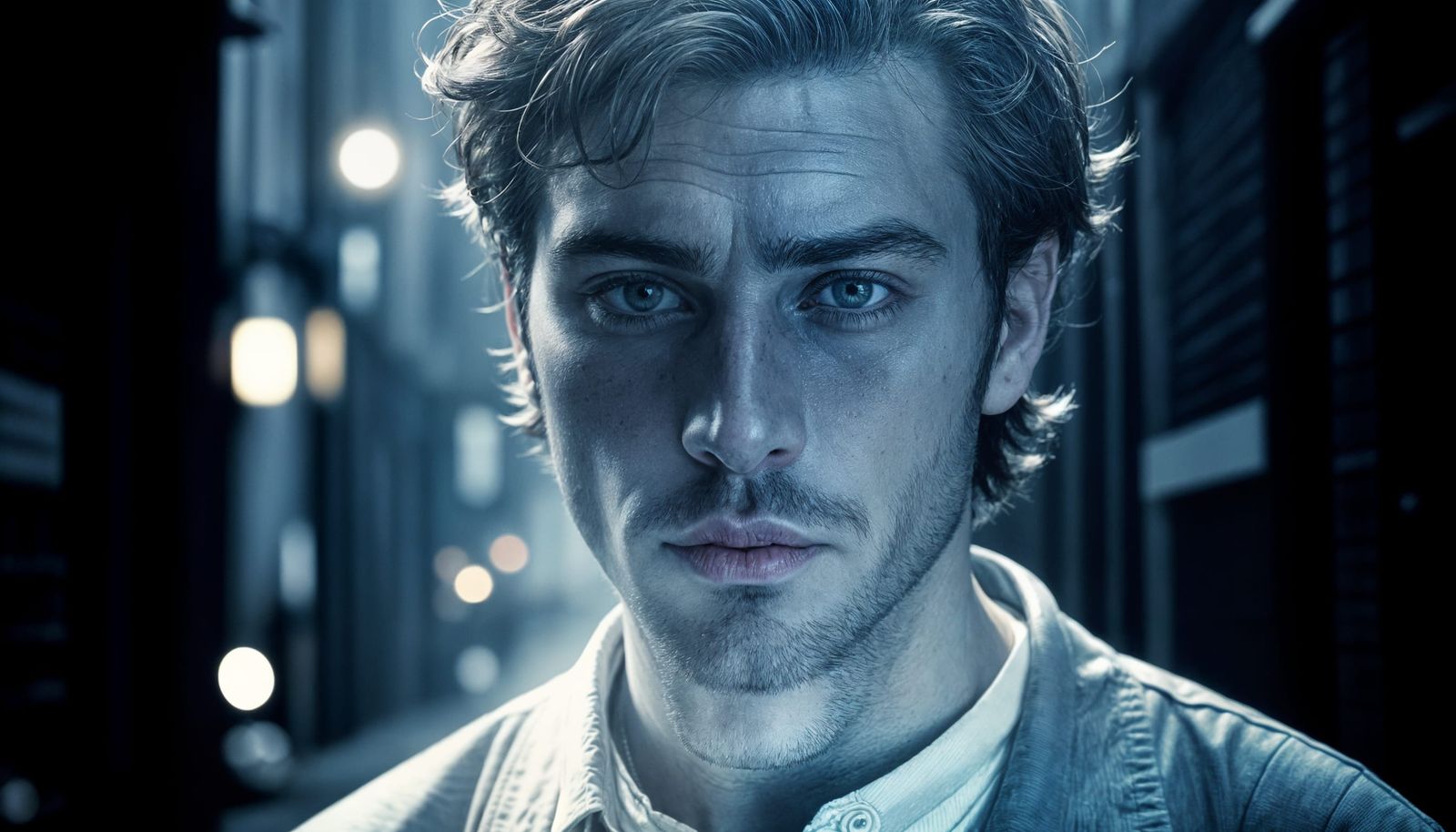 Handsome Spirit Man in Cinematic Film Still