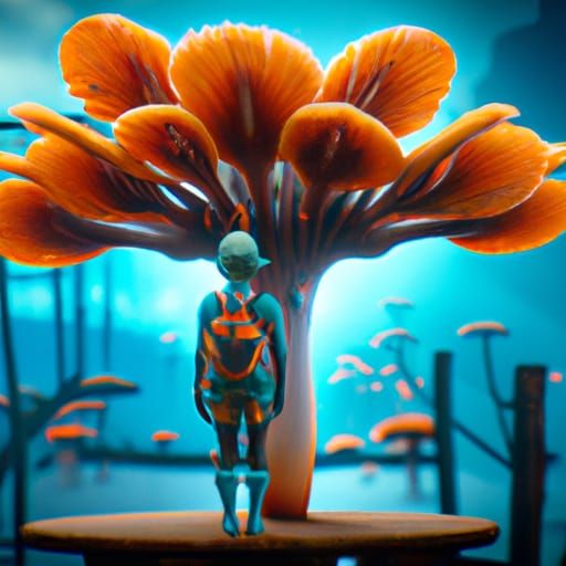 Cordyceps Fungus Flower: Detailed Matte Painting