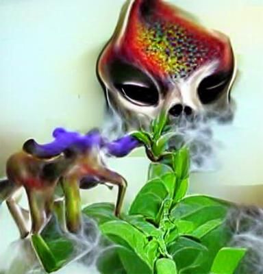Psychedelic Alien Transformation into Plant
