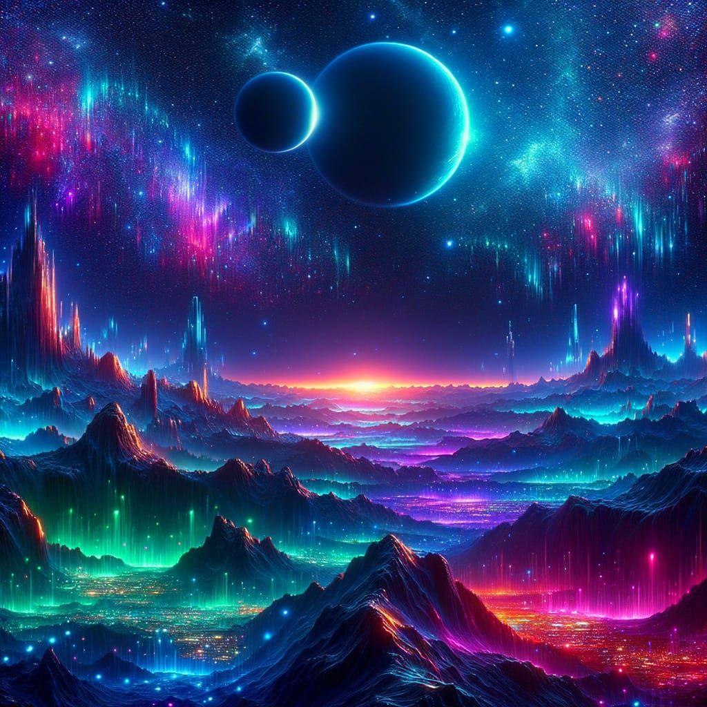 Mesmerizing Alien Landscape with Crystalline Mountains