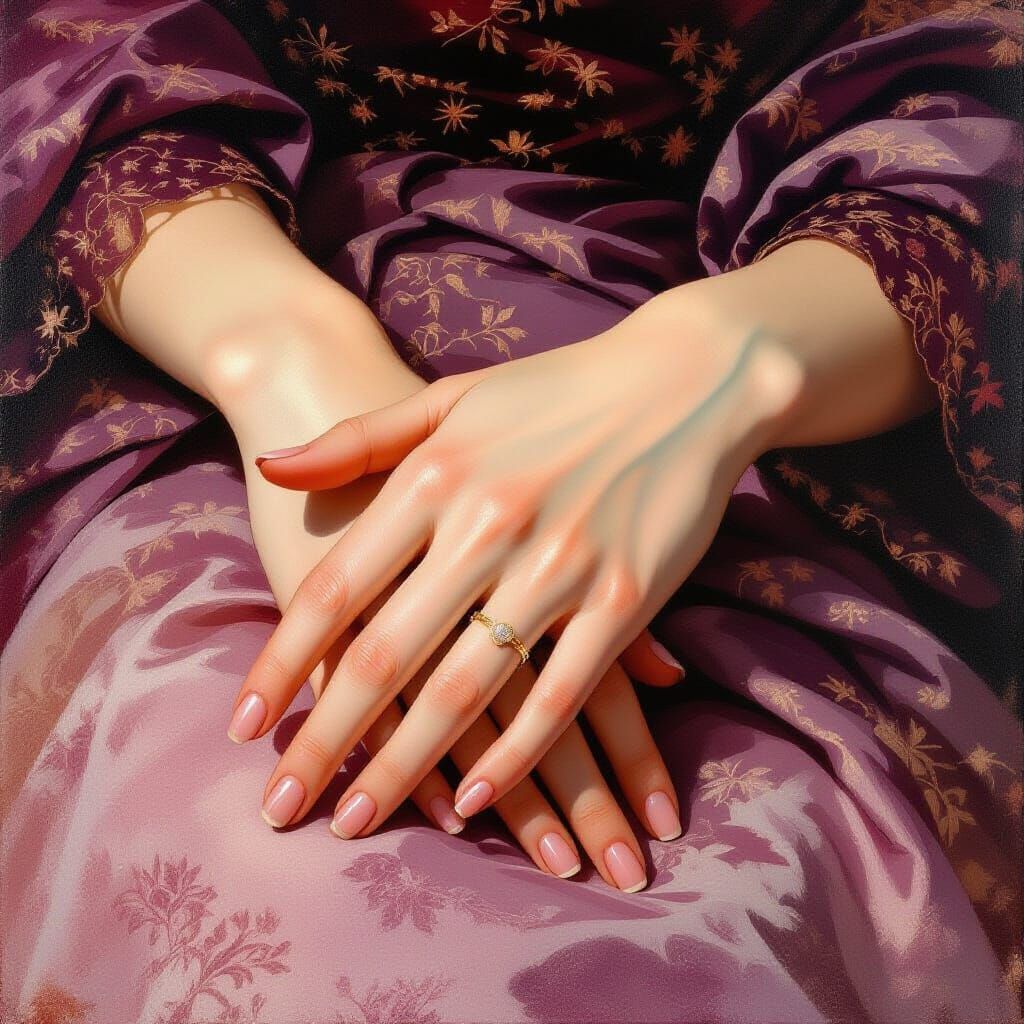 Velvet Hands Intertwined in Warm Glow