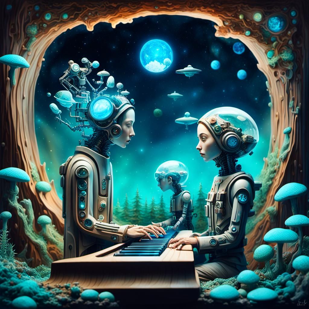 Ethereal Figures Compose Poems in Glass Forest