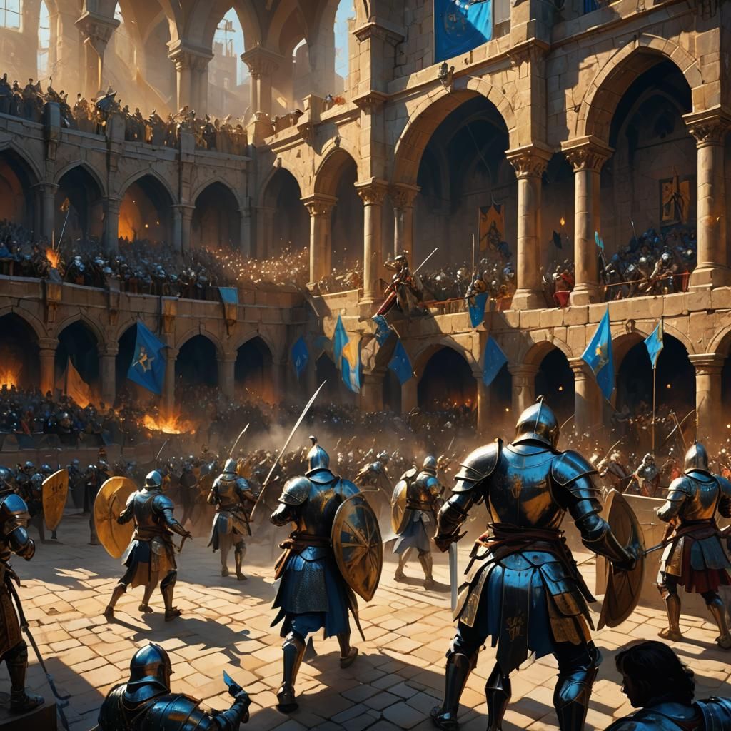 Epic Knights Jousting in Fantasy Coliseum