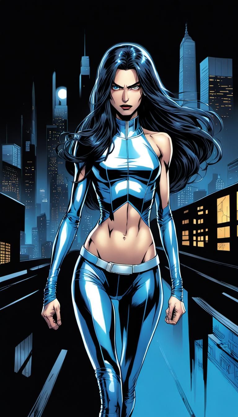 Androgynous Hero with Blue Aura, Comic Book Art