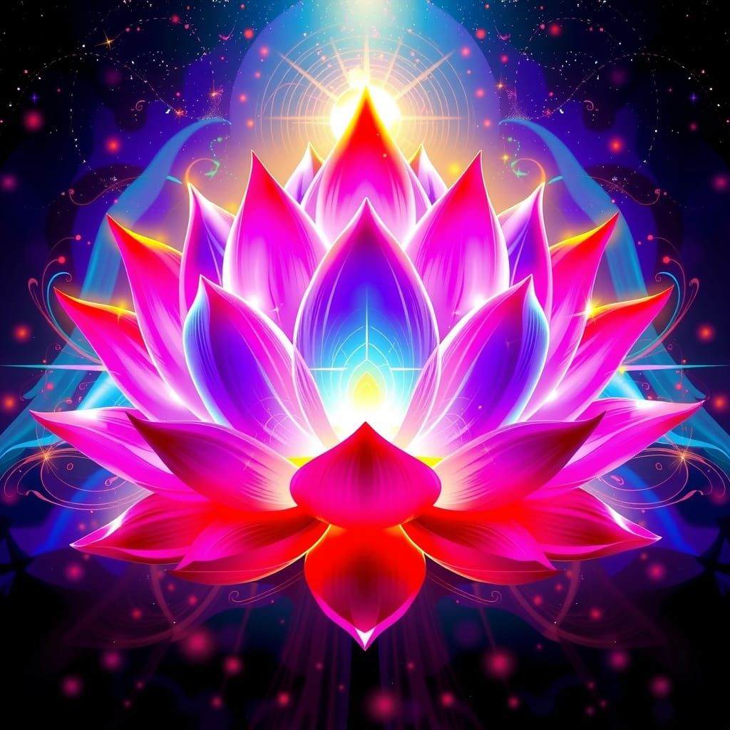 Surreal digital artwork inspired by the lotus flower