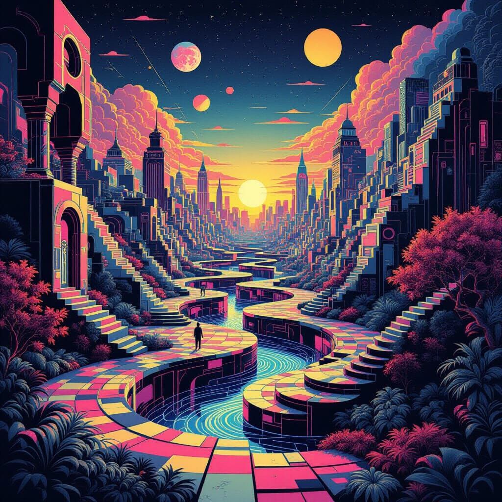 Surreal Visual Illusion in a Futuristic Style