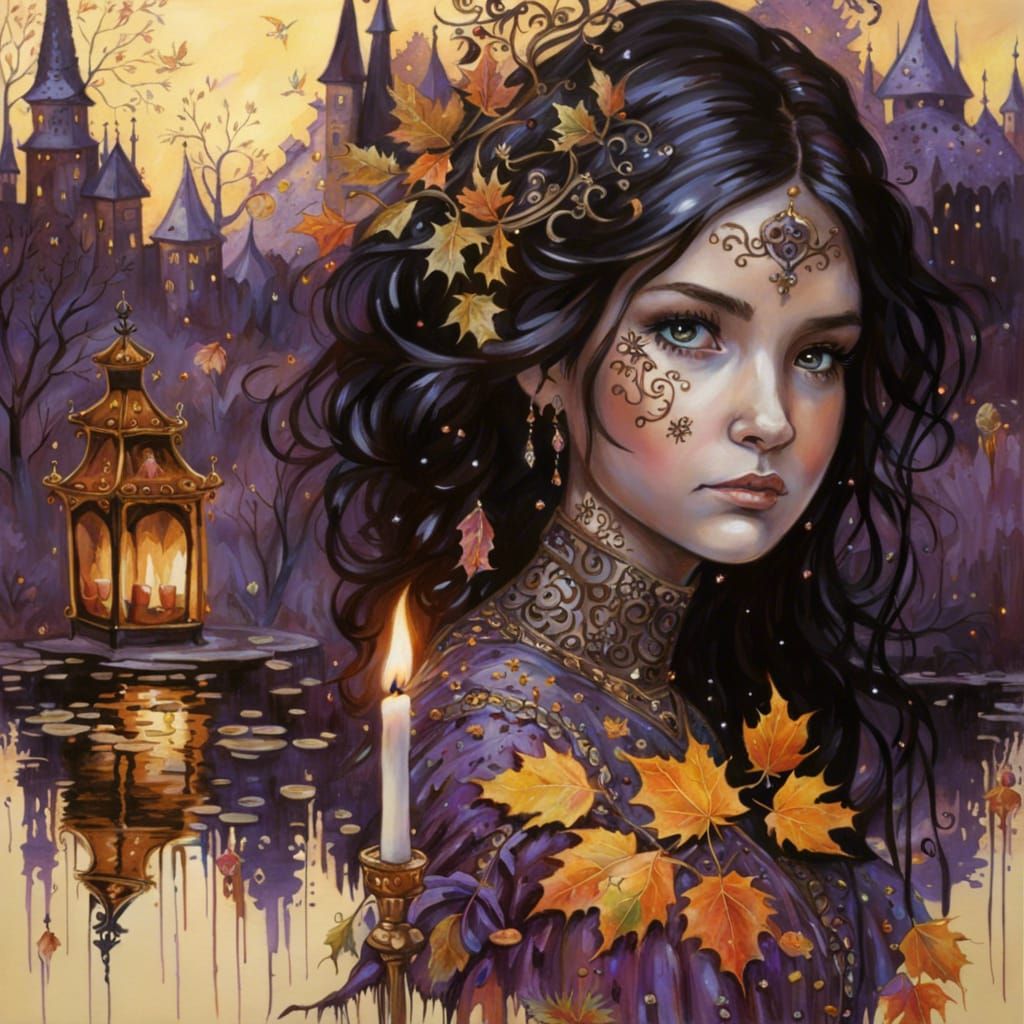 Ornate Disney Princess in Maple Garden Setting