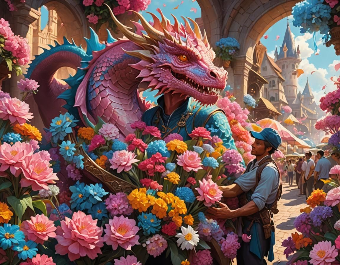 Dragon Bouquet in Vibrant Fantasy Market