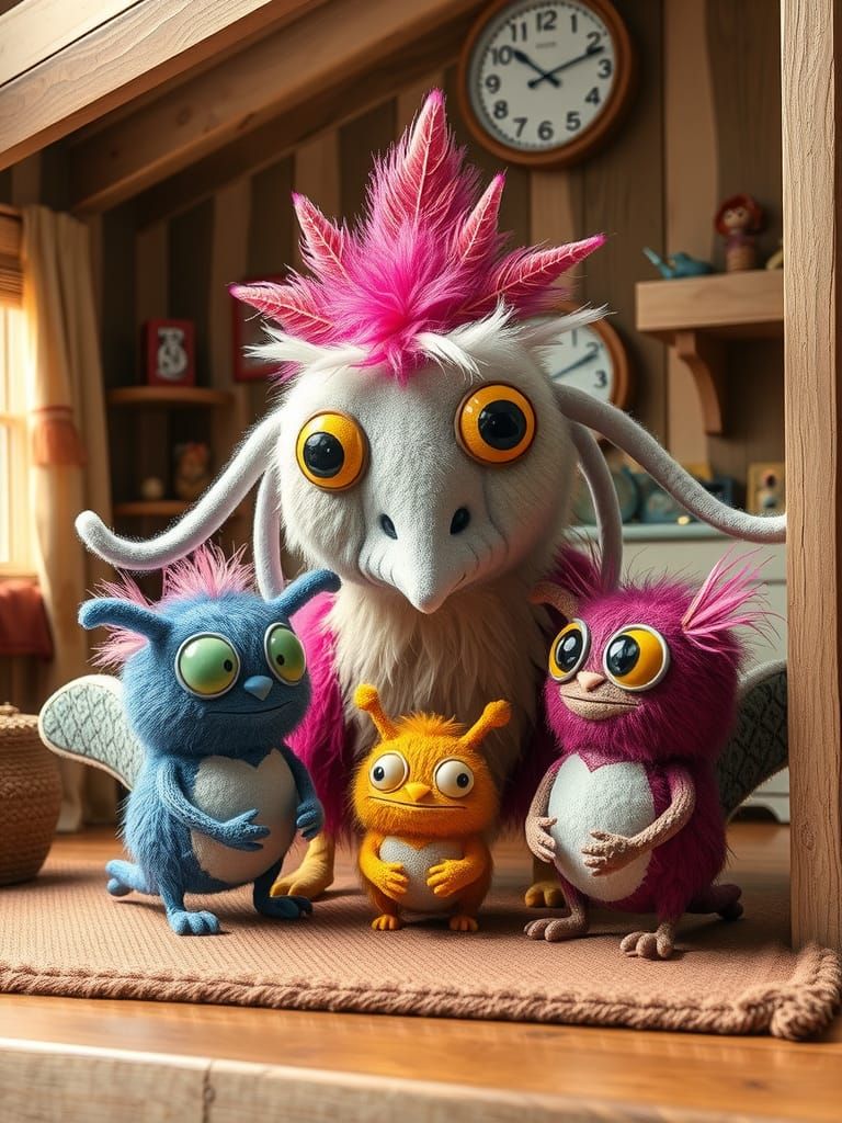 Fluffy Phagezilla Plushies at Play, Intricate Designs