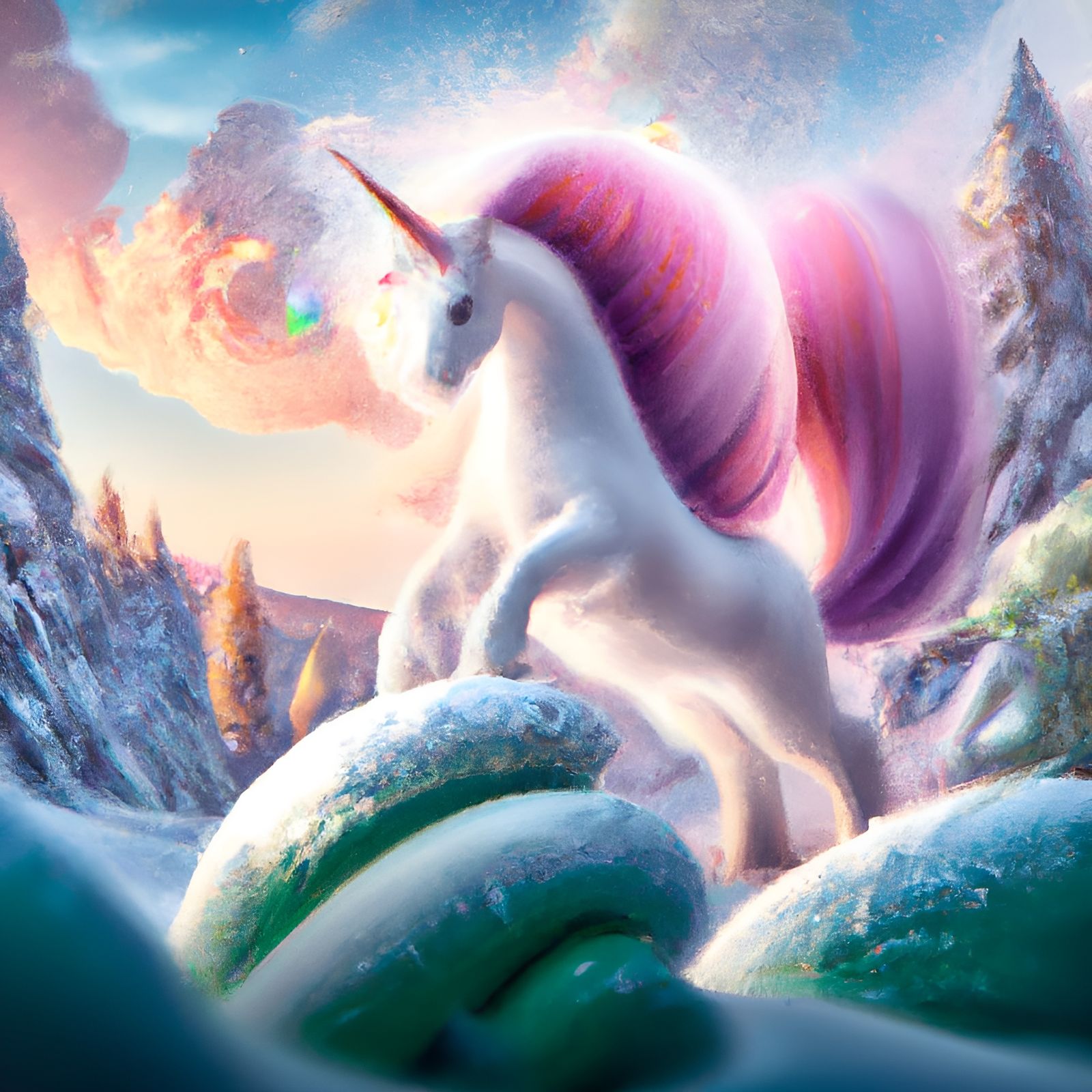 Pudding Unicorn in Snowy Food Fantasy World