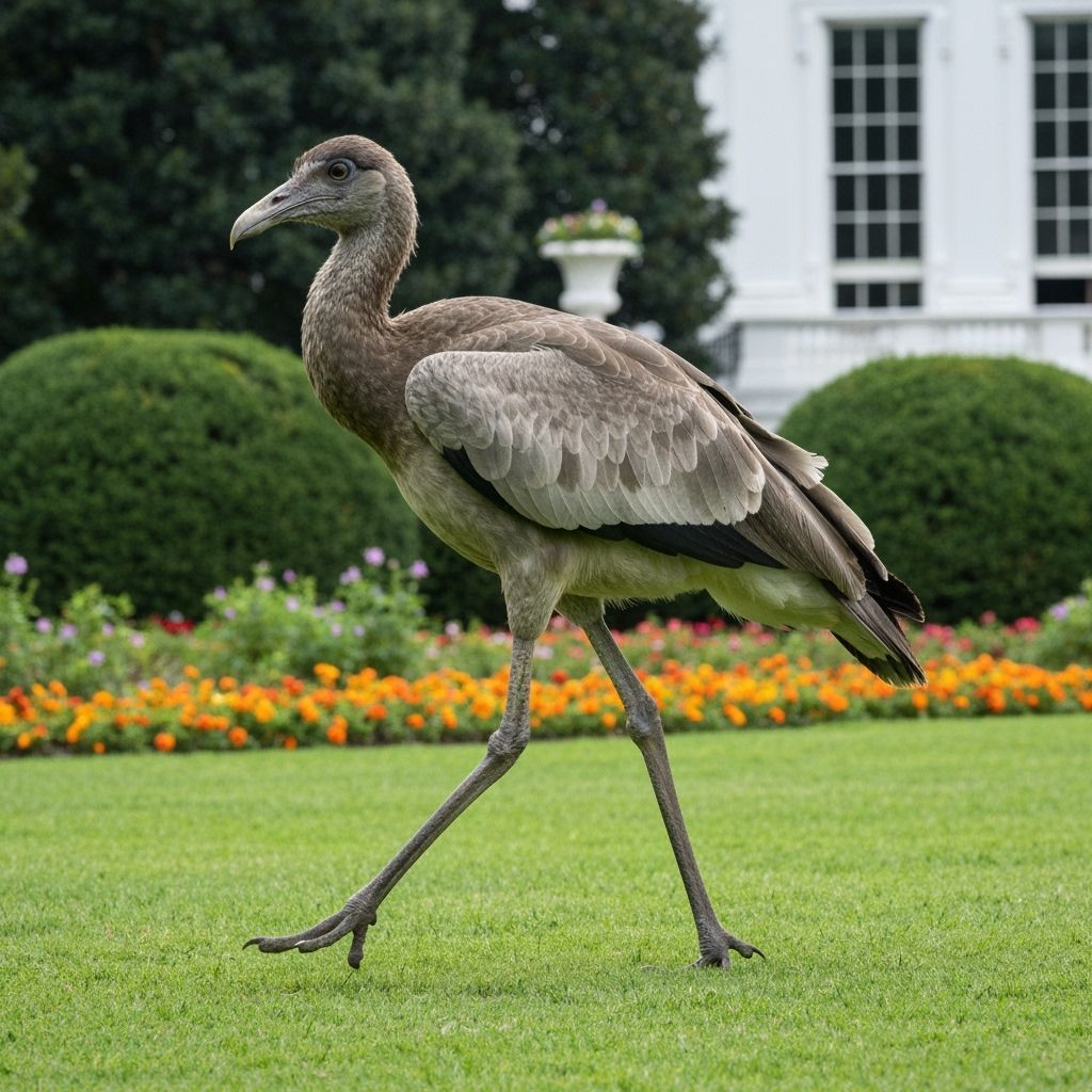 Close up of Vanuatu magapode extinct animal walking in the white house gardens