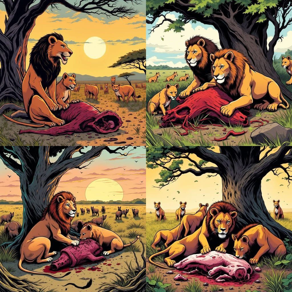 Serene Savannah Scene in Whimsical Cottage Style