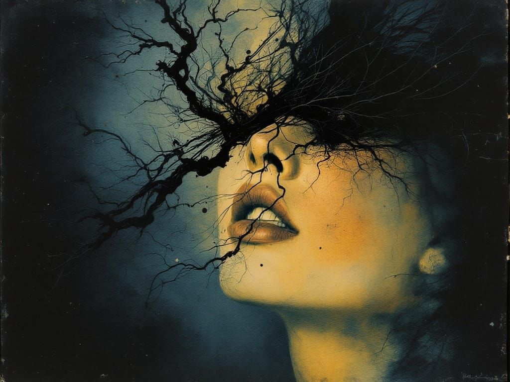 Surreal Velvet Photogram in Style of Henri Michaux