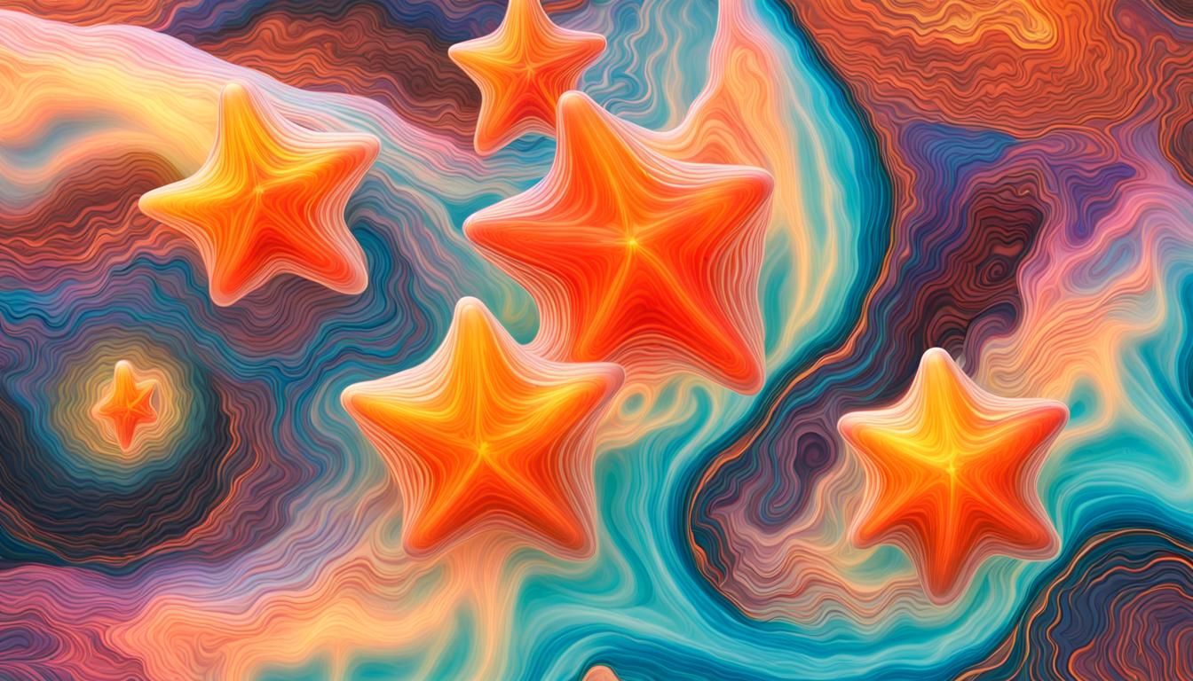 Iridescent Stars in Electromagnetic Plasma: Impasto Oil Pain...