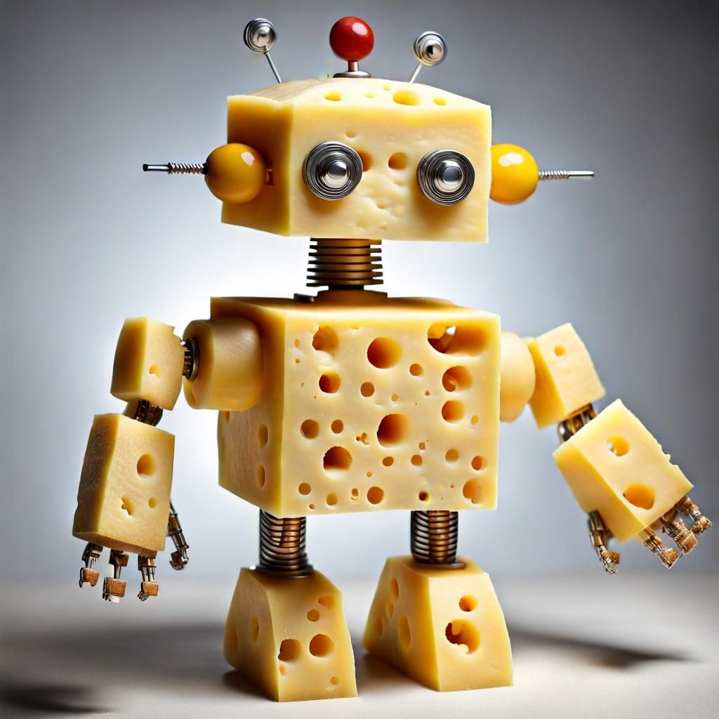 Retro robot made out of cheese