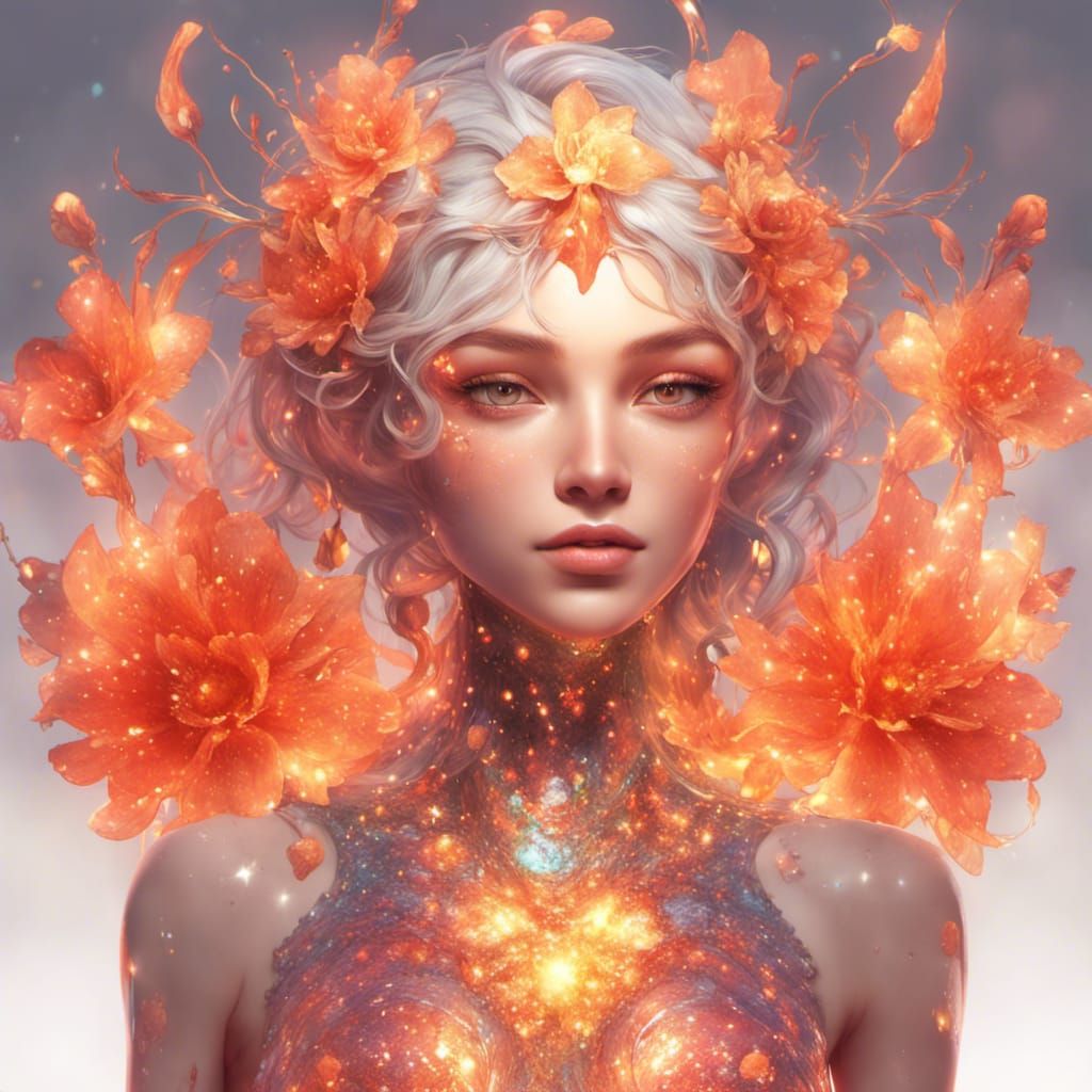 Luminous Lava Goddess Portrait in Hyperrealistic Style