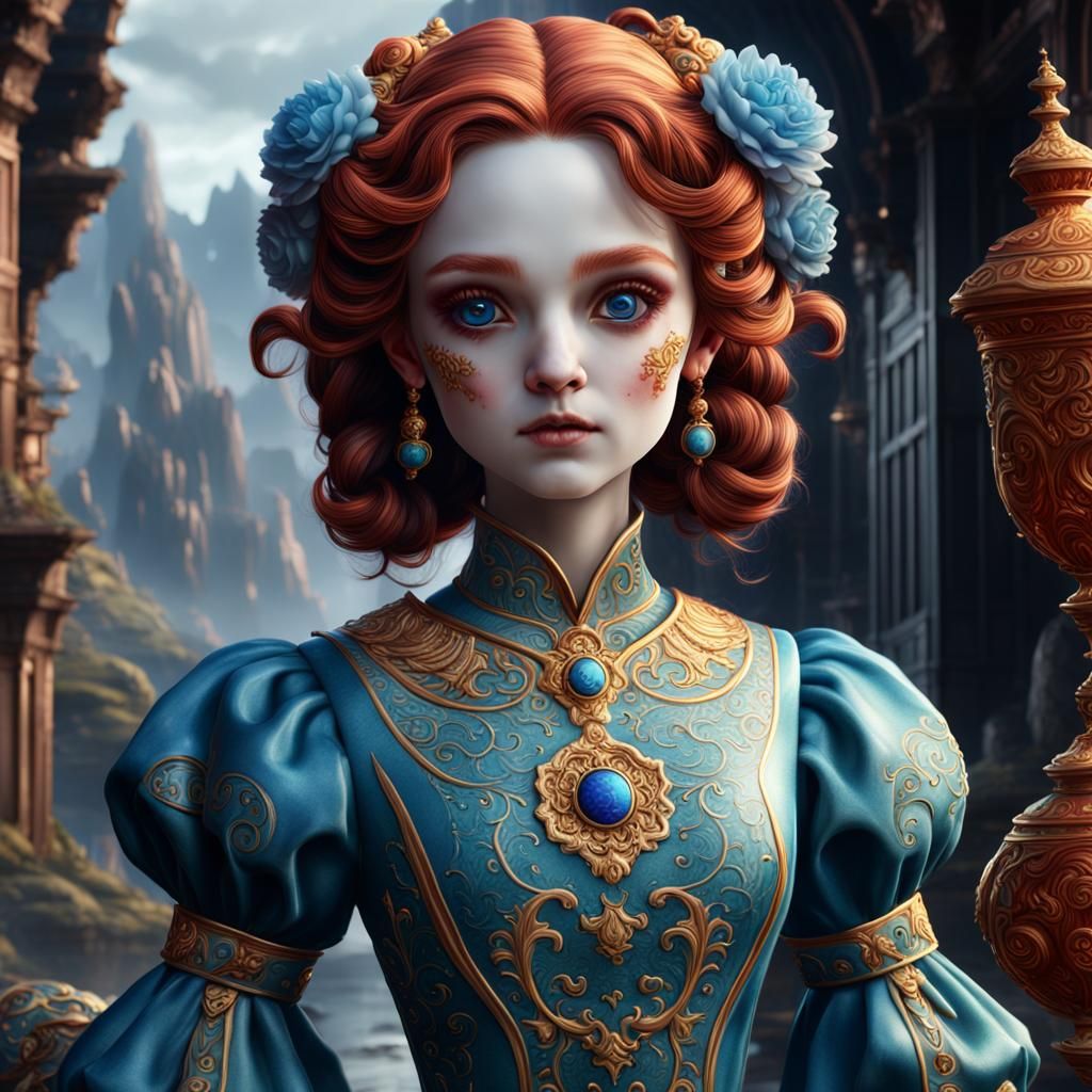 Detailed Aries Porcelain Doll in Matte Painting Style