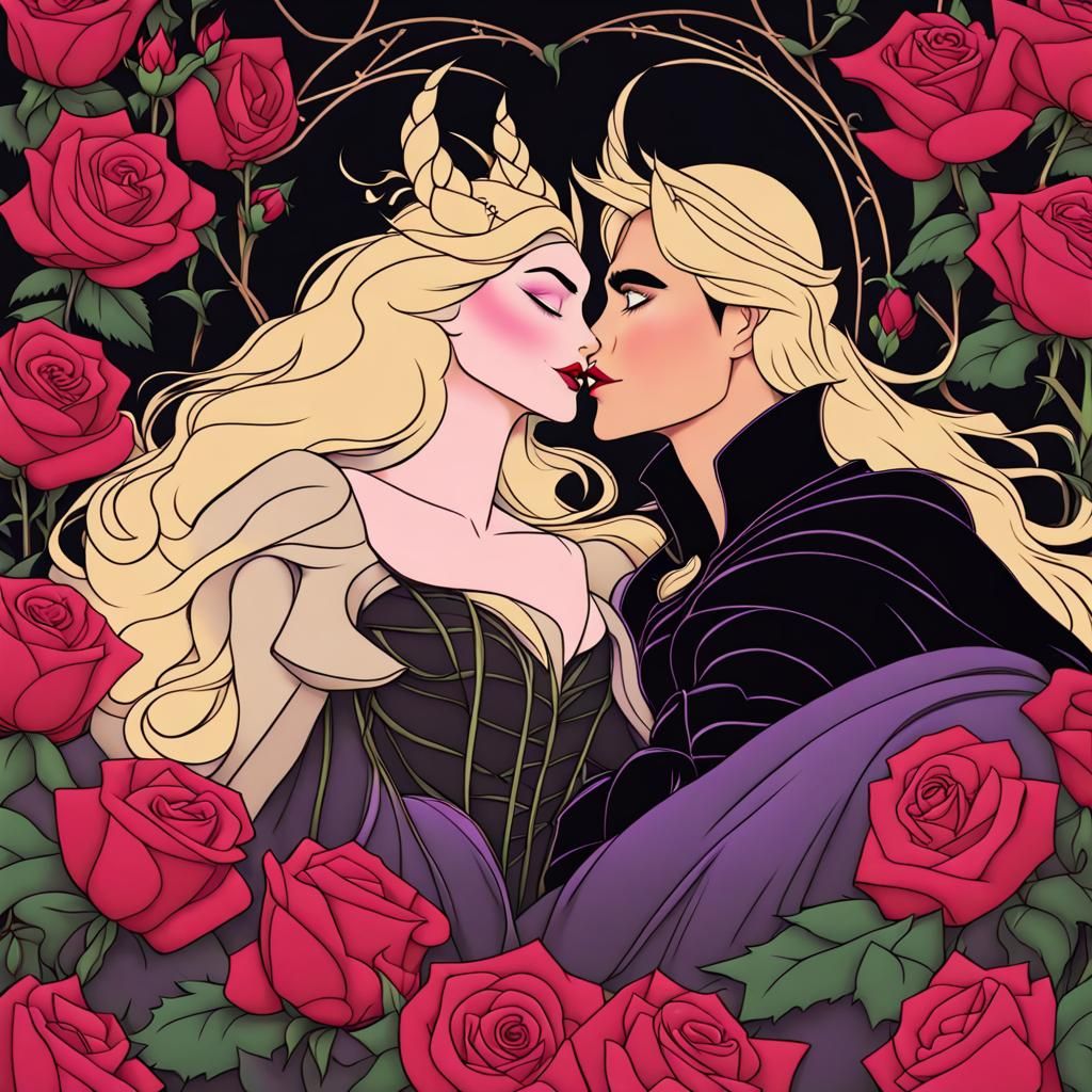 Sleeping Beauty Kissed by Maleficent