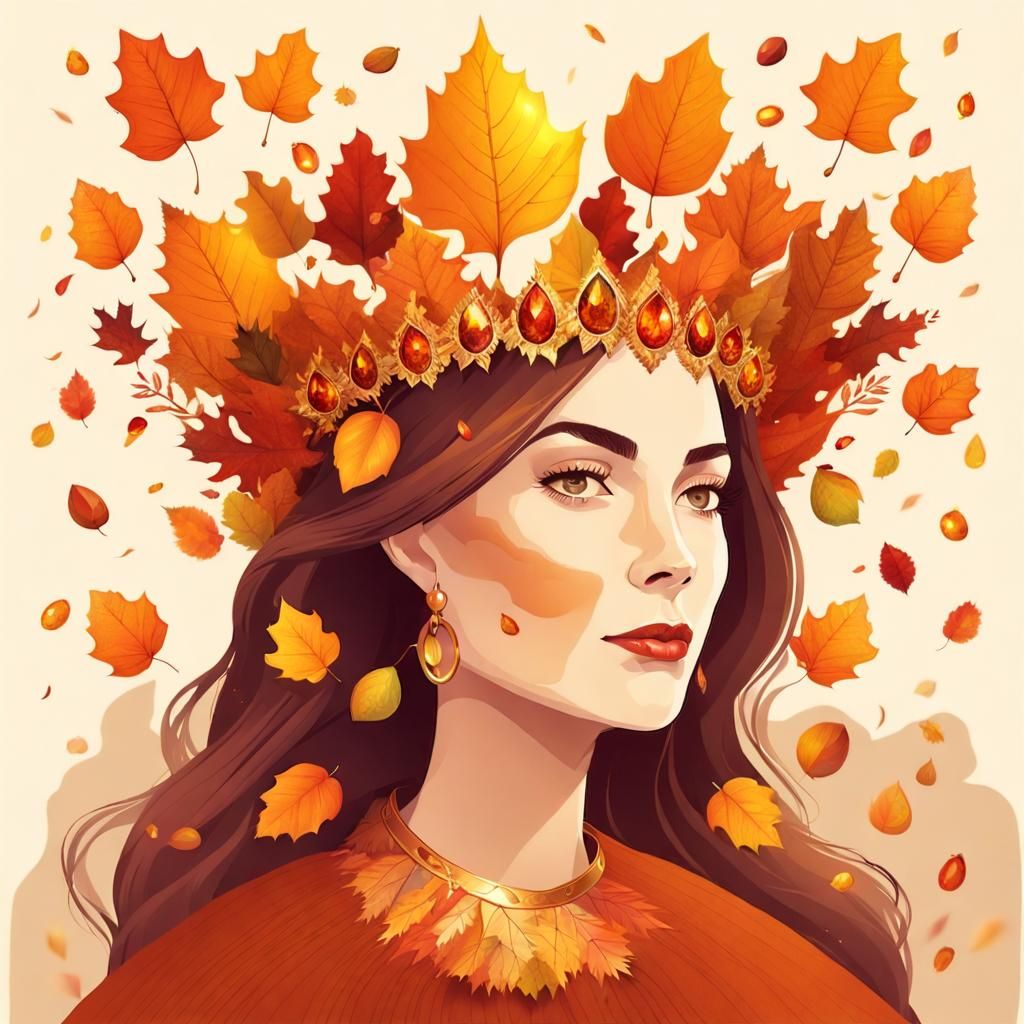 Autumn Queen Portrait with Leaf Crown