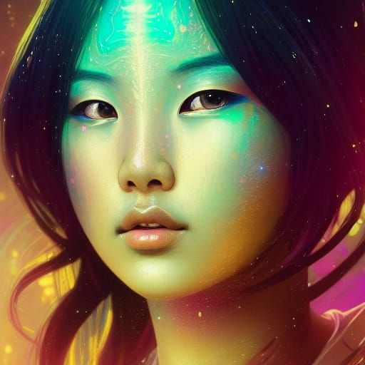 Psychedelic Solarpunk Princess Portrait in 8K