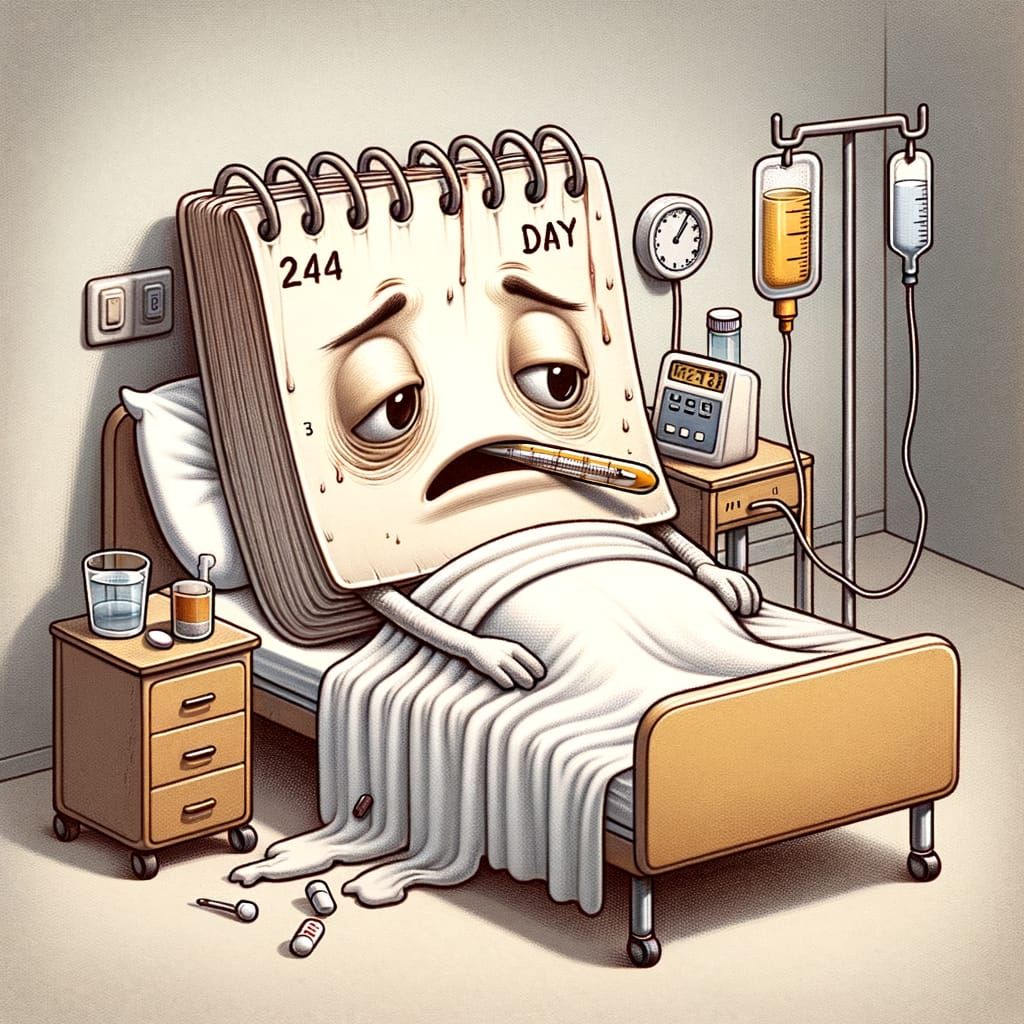 Humorous Calendar Day Character with the Flu