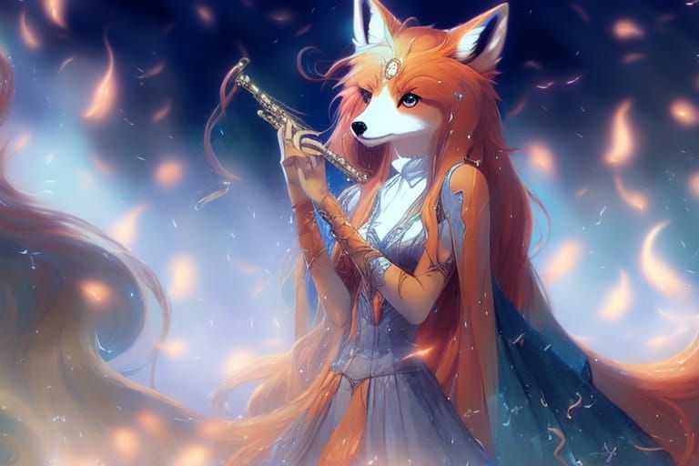 Fox's Astral Flute Serenade in Cutecore Style