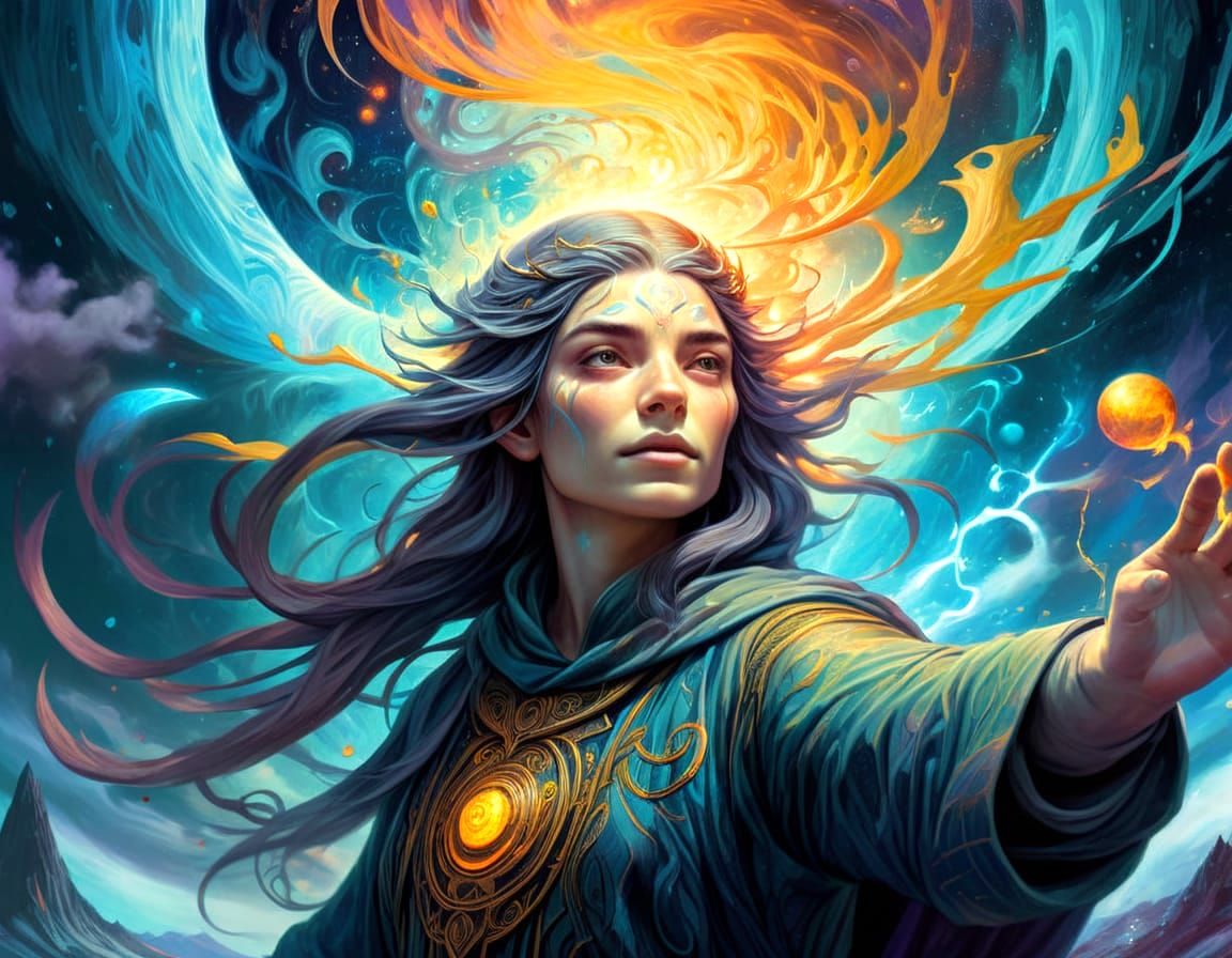 Epic Battle of Magic and Might in a Cosmic Realm