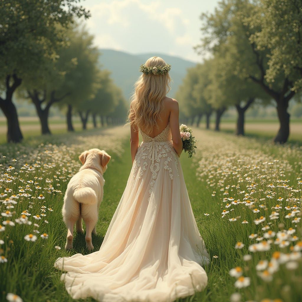 Elegant Bride in Vibrant Green Landscape