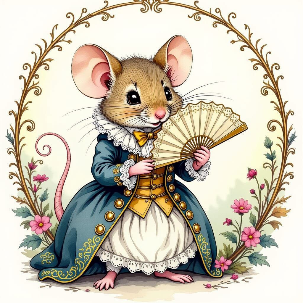 Victorian Mouse in Wonderland Illustration