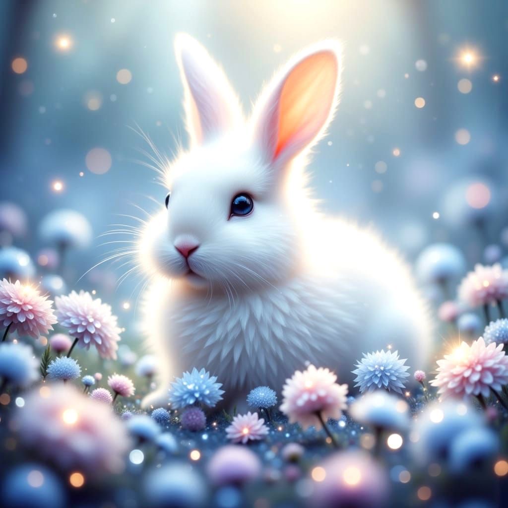 Whimsical Spring Garden Bunny