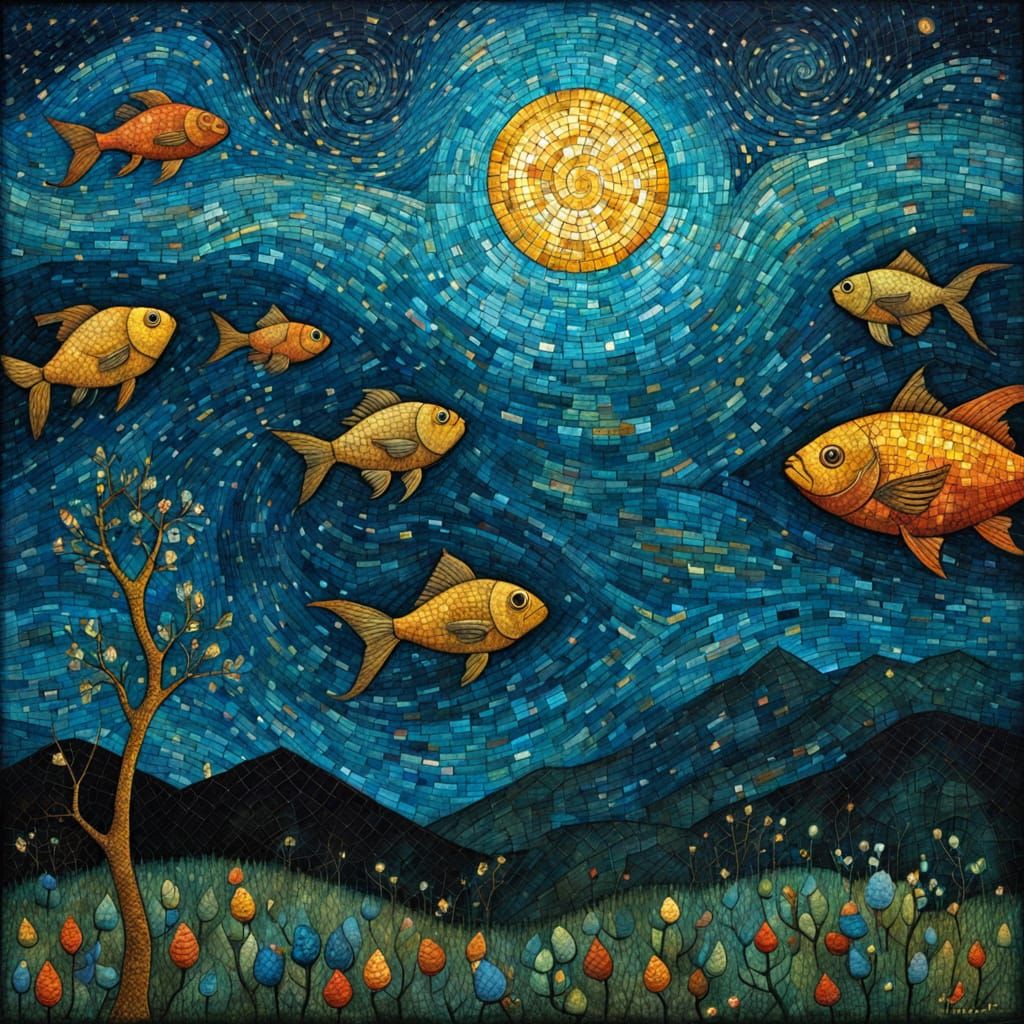 Pisces in Mosaic Art