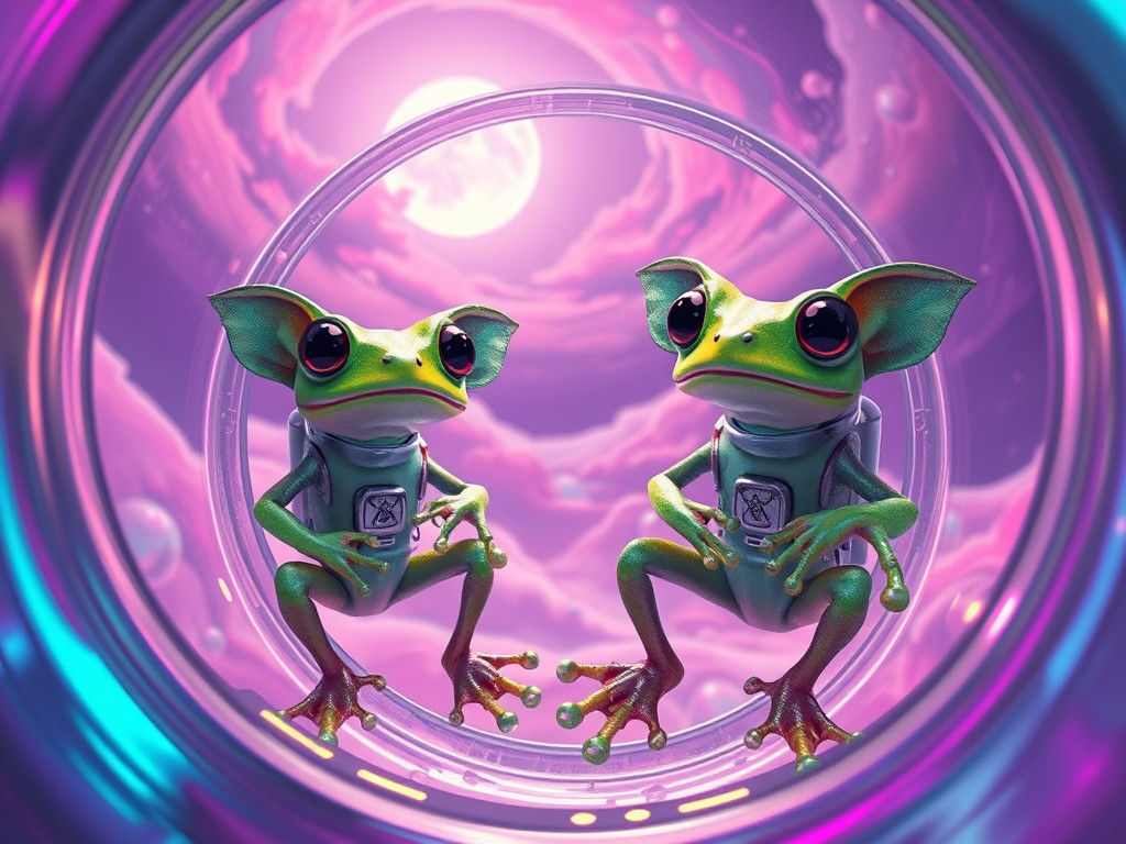 Alien Frogs in a Whimsical Spacecraft