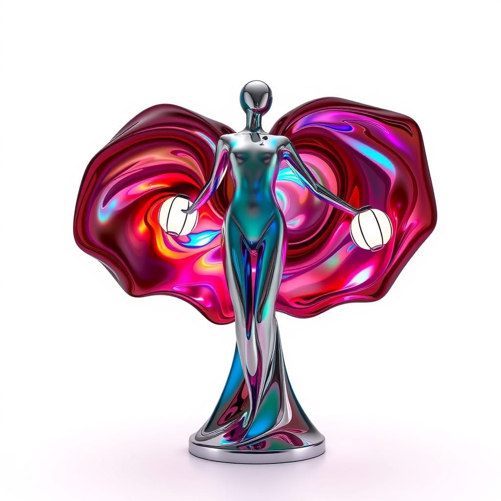 Iridescent Glass Sculpture of Transformation