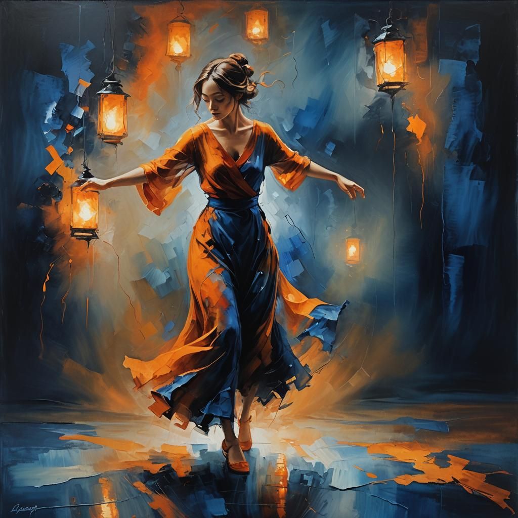 Lone Dancer in Abstract Expressionist Style