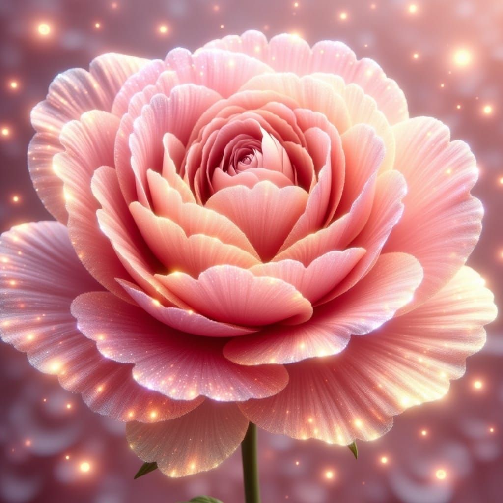 A huge pink & salmon peony luminous glowing <lora:Enchanted ...