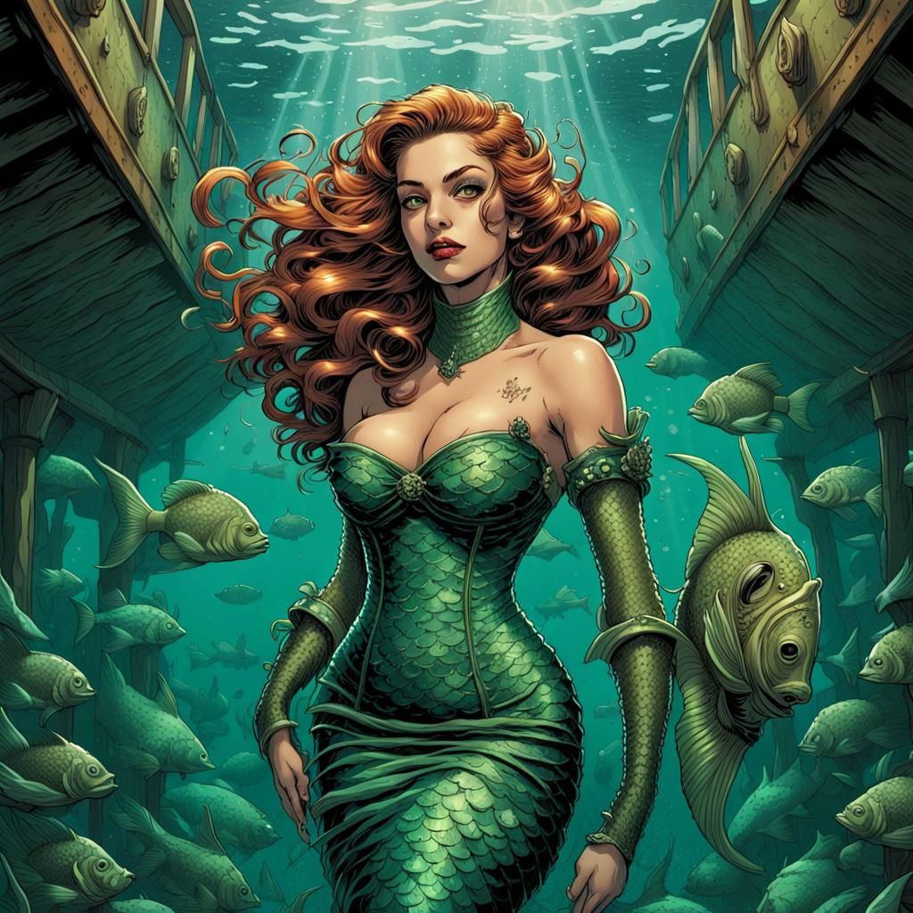 Green Mermaid at Sunken Ship Masquerade