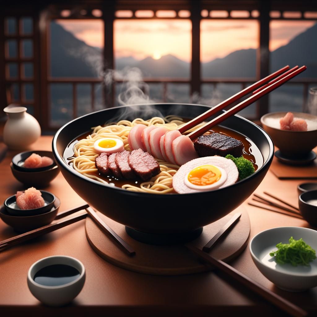 Epic Ramen Bowl with Narutomaki and Steak