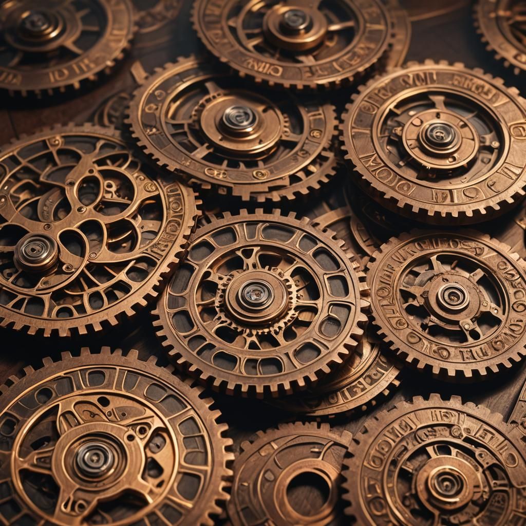 Steampunk Poker Chip Gears in Smoky Setting