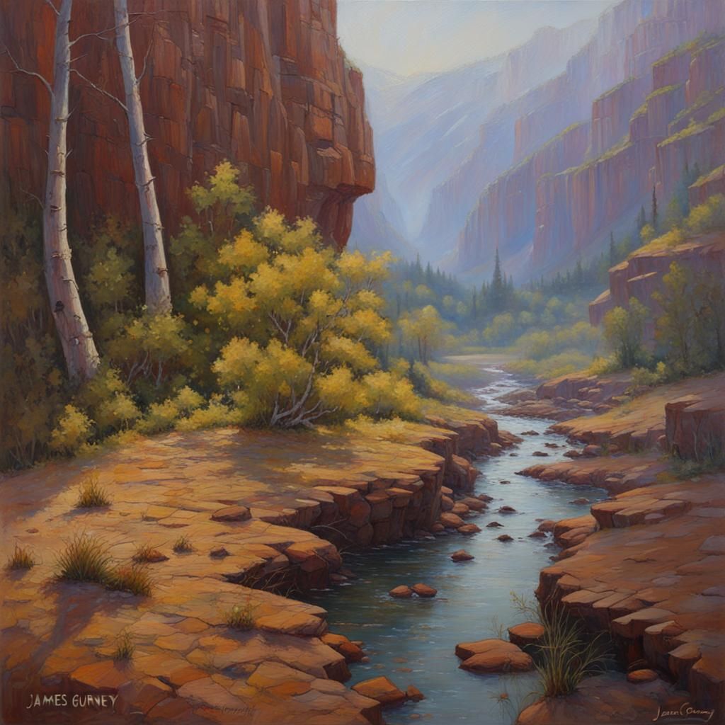 Dew and Glass Landscape: Oil Painting