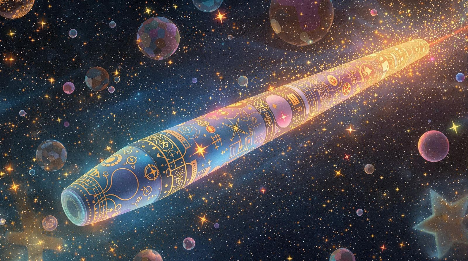 Klimt-Inspired Sci-Fi Interstellar Cylinder