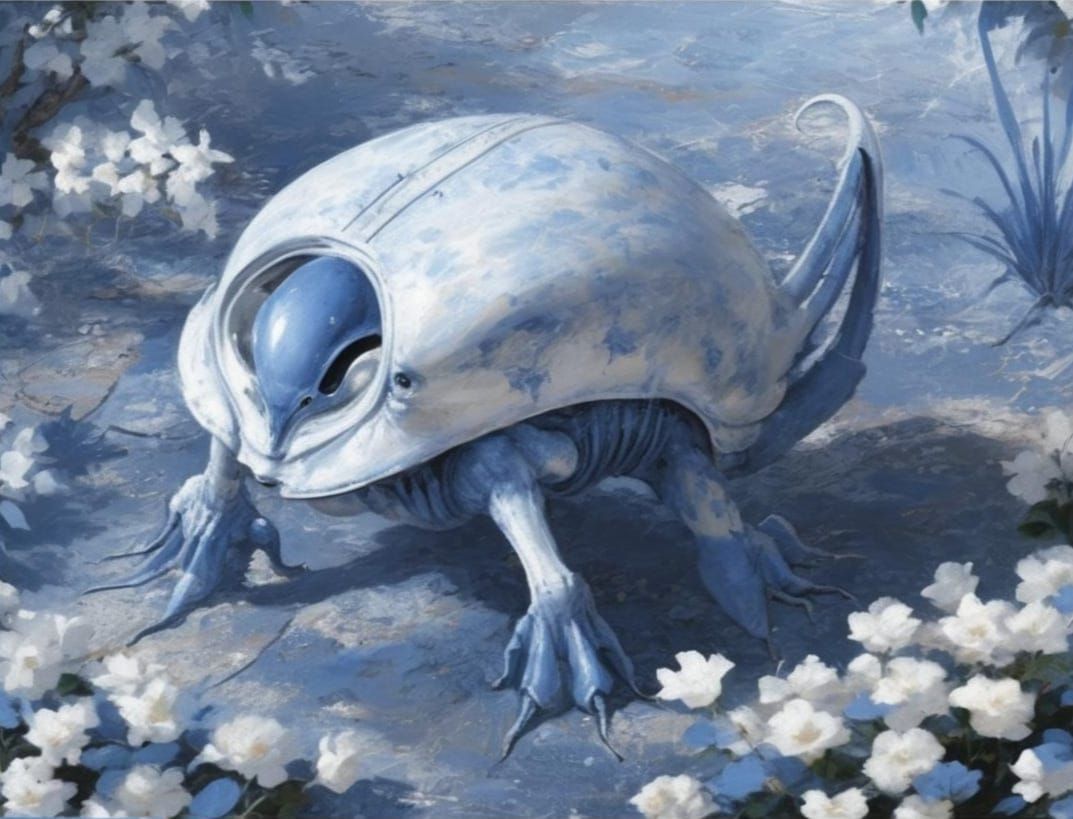 Alien Invasion in Camaïeu Blue and White