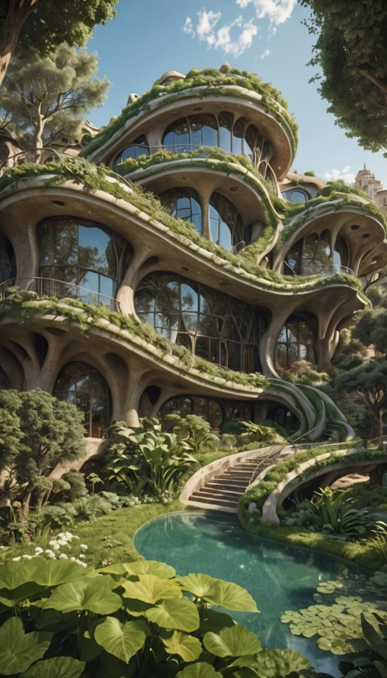 Biomorphic Architecture in Golden Light