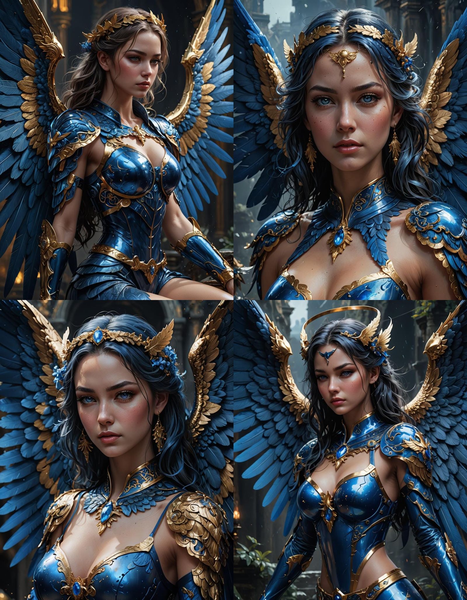 Beautiful Blue Angel Portrait in Fantasy Concept Art