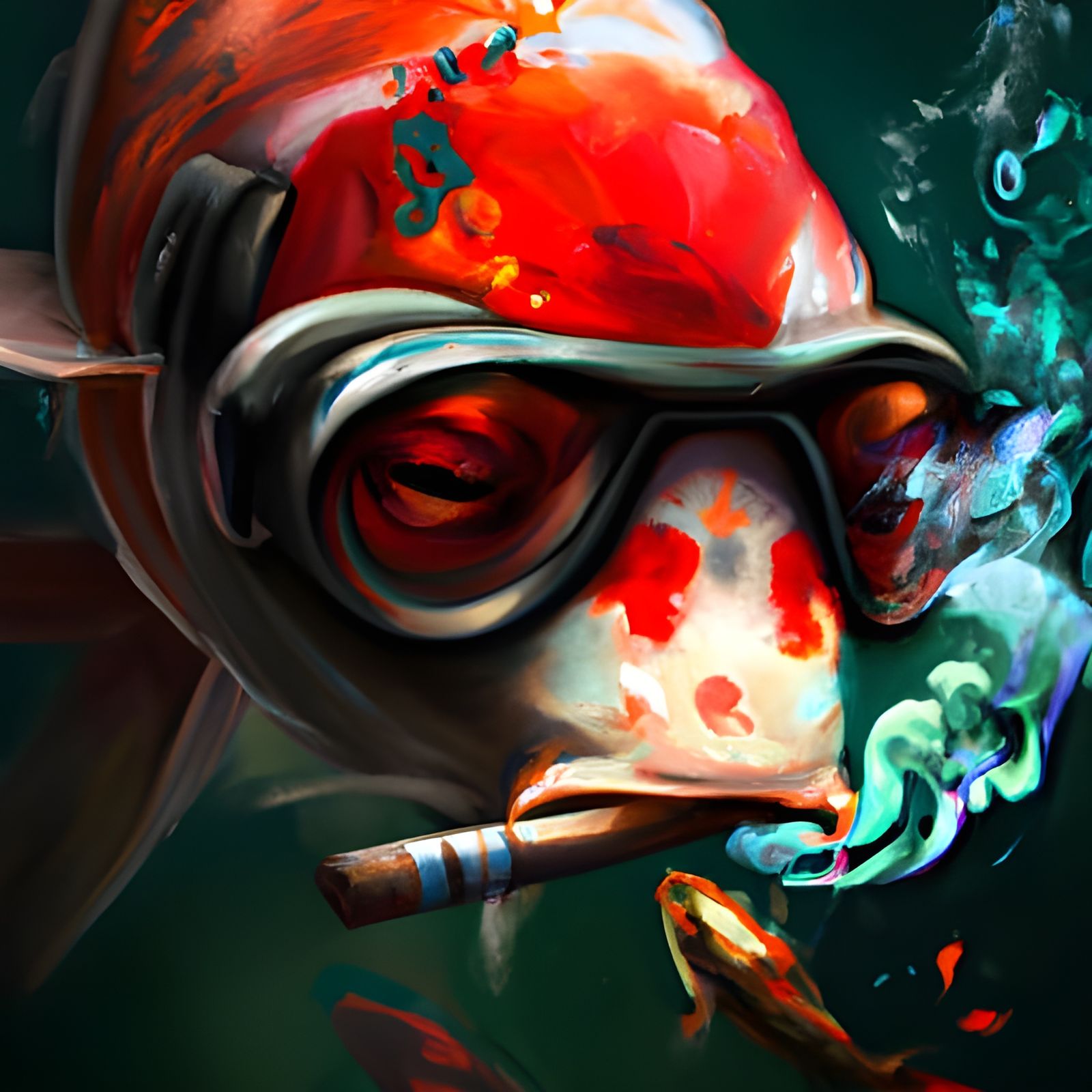 Koi Fish Smoker Portrait in Detailed Digital Art
