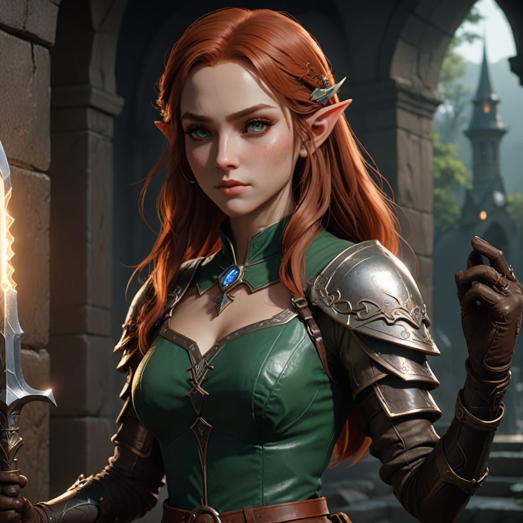 Elf Rogue in Secret Passage, 3D Anime Art