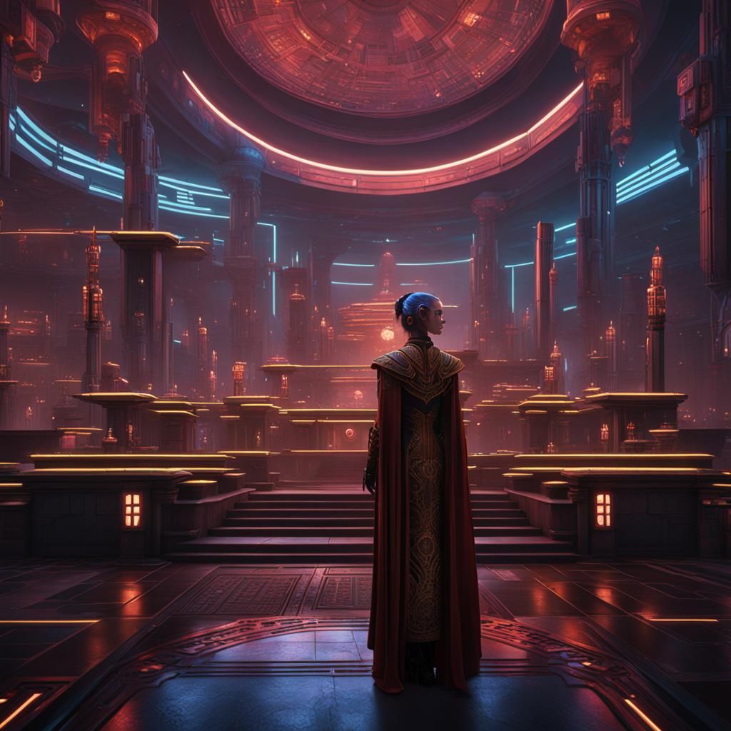 Cyberpunk Padmé Amidala in Detailed Digital Painting